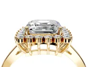 Starburst Halo Engagement Ring Setting for Asscher Cut Center with Flat Cathedral Band and Prong Head in Yellow Gold