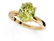 Solitaire Engagement Ring Setting for Fancy Yellow Oval Center with Basket Rail and Prong Head in Yellow Gold