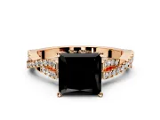 Solitaire Engagement Ring Setting for Fancy Black Princess Cut Center with Twisted Pave Split Shank and Prong Head in Rose Gold