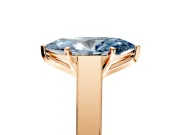 Solitaire Engagement Ring Setting for Fancy Blue Marquise Center with Tapered Split Shoulders and Prong Head in Rose Gold