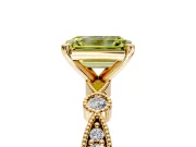 Solitaire Engagement Ring Setting for Fancy Yellow Emerald Cut Center with Milgrain Bezel Accents and Prong Head in Yellow Gold