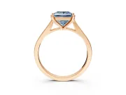 Solitaire Engagement Ring Setting for Fancy Blue Princess Cut Center with Tapered Shoulders and Prong Head in Rose Gold