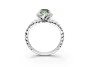 Halo Engagement Ring Setting for Fancy Green Marquise Center with Rope Twist Split Shank and Prong Head in White Gold
