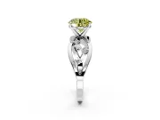 Solitaire Engagement Ring Setting for Fancy Yellow Round Cut Center with Criss-Cross Accent Band and Prong Head in Platinum