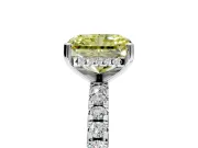 Solitaire Engagement Ring Setting for Fancy Yellow Radiant Cut Center with Band of Accents and Prong Head in Sterling Silver