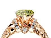 Solitaire Engagement Ring Setting for Fancy Yellow Heart-Shaped Center with Filigree Accent Basket and Prong Head in Rose Gold