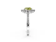 Sunburst Halo Engagement Ring Setting for Fancy Yellow Round Cut Center with Pave Band and Prong Head in Platinum