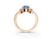 Solitaire Engagement Ring Setting for Fancy Blue Cushion Cut Center with Twisted Band and Scroll Prong Head in Rose Gold