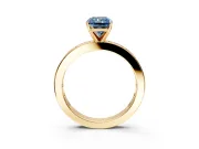Solitaire Engagement Ring Setting for Fancy Blue Radiant Cut Center with Channel Baguette Band and Prong Head in Yellow Gold