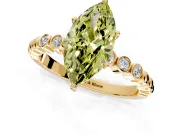 Solitaire Engagement Ring Setting for Fancy Yellow Marquise Center with Bezel-Dot Beaded Band and Prong Head in Yellow Gold