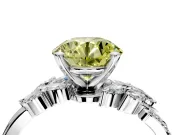 Solitaire Engagement Ring Setting for Fancy Yellow Round Cut Center with Marquise Accent Twist Band and Prong Head in Platinum