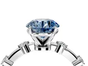 Solitaire Engagement Ring Setting for Fancy Blue Round Cut Center with Bezel Station Band and Prong Head in Sterling Silver
