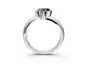 Tension Engagement Ring Setting for Fancy Green Heart-Shaped Center with Wide Flat Band and Tension Head in Platinum