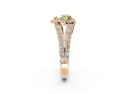 Halo Engagement Ring Setting for Fancy Yellow Heart-Shaped Center with Narrow Pave Split Shank and Prong Head in Rose Gold