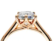 Solitaire Engagement Ring Setting for Radiant Cut Center with Cathedral Band and Prong Head in Rose Gold