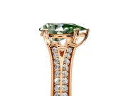 Solitaire Engagement Ring Setting for Fancy Green Pear-Shaped Center with Pave Rail Split Shank and Prong Head in Rose Gold