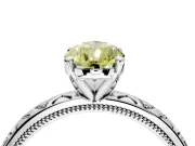 Solitaire Engagement Ring Setting for Fancy Yellow Pear-Shaped Center with XO Engraved Band and Prong Head in Platinum