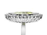 Halo Engagement Ring Setting for Fancy Yellow Marquise Center with Milgrain Bezel Rim, Plain Band and Prong Head in White Gold