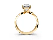 Solitaire Engagement Ring Setting for Princess Cut Center with Pave and Plain Crossover Band and Prong Head in Yellow Gold