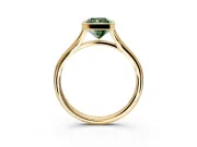 Solitaire Engagement Ring Setting for Fancy Green Radiant Cut Center with V Split Shank and Bezel Head in Yellow Gold