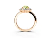 Floral Halo Engagement Ring Setting for Fancy Yellow Pear-Shaped Center with Pave Accents and Prong Head in Rose Gold