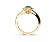 3 Stone Engagement Ring Setting for Fancy Green Marquise Center with Low-Set Round Cut Accents and Prong Head in Yellow Gold