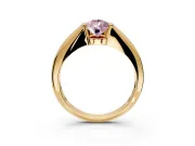 Tension Engagement Ring Setting for Fancy Pink Pear-Shaped Center with Wide Tapered Band and Tension Head in Yellow Gold