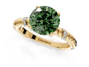 Rope Engagement Ring Setting for Fancy Green Round Cut Center with Accent Shoulders and Prong Head in Yellow Gold