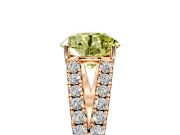 Solitaire Engagement Ring Setting for Fancy Yellow Round Cut Center with Pave Split Shank and Prong Head in Rose Gold