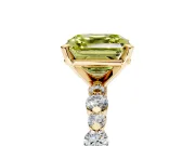 Solitaire Engagement Ring Setting for Fancy Yellow Asscher Cut Center with Alternating Size Accents and Prong Head in Yellow Gold