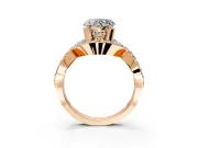 Halo Engagement Ring Setting for Heart-Shaped Center with Pave Infinity Twist Band and Prong Head in Rose Gold