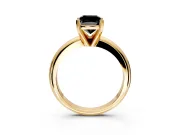 Solitaire Engagement Ring Setting for Fancy Black Cushion Cut Center with Wire Band and Prong Head in Yellow Gold