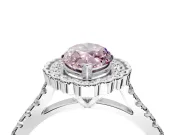 Milgrain Floral Halo Engagement Ring Setting for Fancy Pink Marquise Center with Pave Band and Prong Head in Platinum