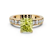 Solitaire Engagement Ring Setting for Fancy Yellow Radiant Cut Center with Channel-Set Accents and Prong Head in Yellow Gold