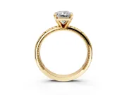 Solitaire Engagement Ring Setting for Radiant Cut Center with Scrollwork Band and Prong Head in Yellow Gold