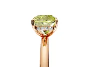 Hidden Halo Engagement Ring Setting for Fancy Yellow Cushion Cut Center with Thin Rounded Band and Prong Head in Rose Gold
