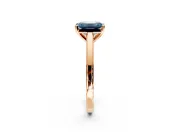 Solitaire Engagement Ring Setting for Fancy Blue Emerald Cut Center with Flat-Sided Plain Band and Prong Head in Rose Gold