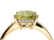 Solitaire Engagement Ring Setting for Fancy Yellow Princess Cut Center with Channel-Set Accent Band and Prong Head in Yellow Gold