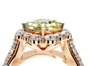 Large Accent Halo Engagement Ring Setting for Fancy Yellow Princess Cut Center with Pave Split Shank and Prong Head in Rose Gold