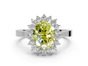 Starburst Halo Engagement Ring Setting for Fancy Yellow Oval Center with Flat Cathedral Band and Prong Head in Platinum