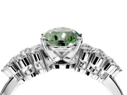 Cluster Engagement Ring Setting for Fancy Green Pear-Shaped Center with 2-Row Shoulder Clusters and Prong Head in Platinum
