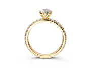 Solitaire Engagement Ring Setting for Pear-Shaped Center with Shared-Prong Accents and Prong Head in Yellow Gold