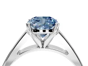 Solitaire Engagement Ring Setting for Fancy Blue Cushion Cut Center with Tapered Split Shoulders and Prong Head in Sterling Silver