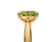 Solitaire Engagement Ring Setting for Fancy Yellow Emerald Cut Center with Reverse Tapered Band and Prong Head in Yellow Gold