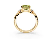 Solitaire Engagement Ring Setting for Fancy Yellow Asscher Cut Center with Grooved Bar Accent Band and Prong Head in Yellow Gold