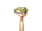 Hidden Halo Engagement Ring Setting for Fancy Yellow Heart-Shaped Center with Thin Round-Wire Band and Prong Head in Rose Gold