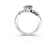 5 Stone Engagement Ring Setting for Fancy Pink Heart-Shaped Center with Plain Band and Prong Head in White Gold