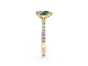Solitaire Engagement Ring Setting for Fancy Green Pear-Shaped Center with Pave Accents and Prong Head in Yellow Gold