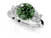 Floral Engagement Ring Setting for Fancy Green Round Cut Center with Marquise Cluster Shoulders and Prong Head in White Gold
