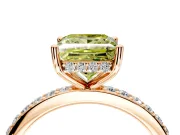 Solitaire Engagement Ring Setting for Fancy Yellow Princess Cut Center with Fine Pave Band and Prong Head in Rose Gold